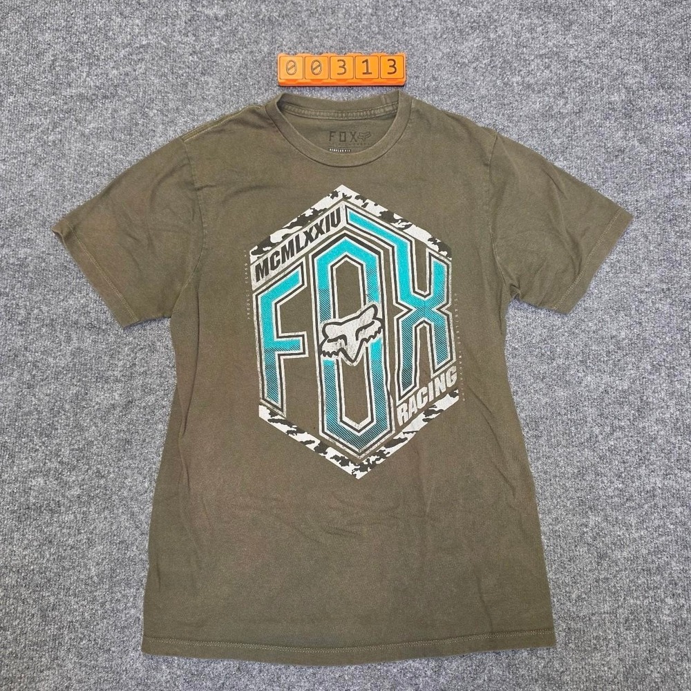 Fox Racing T-Shirt Mens Size Small Green Cotton Graphic Tee